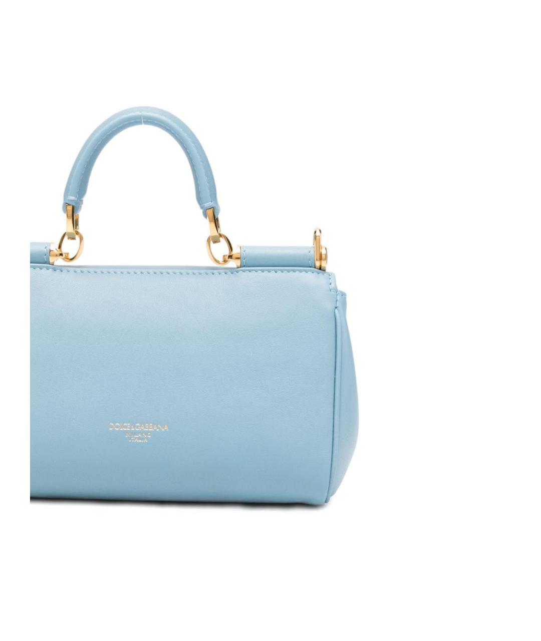 DOLCE&GABBANA Синяя кожаная сумка с короткими ручками, фото 4