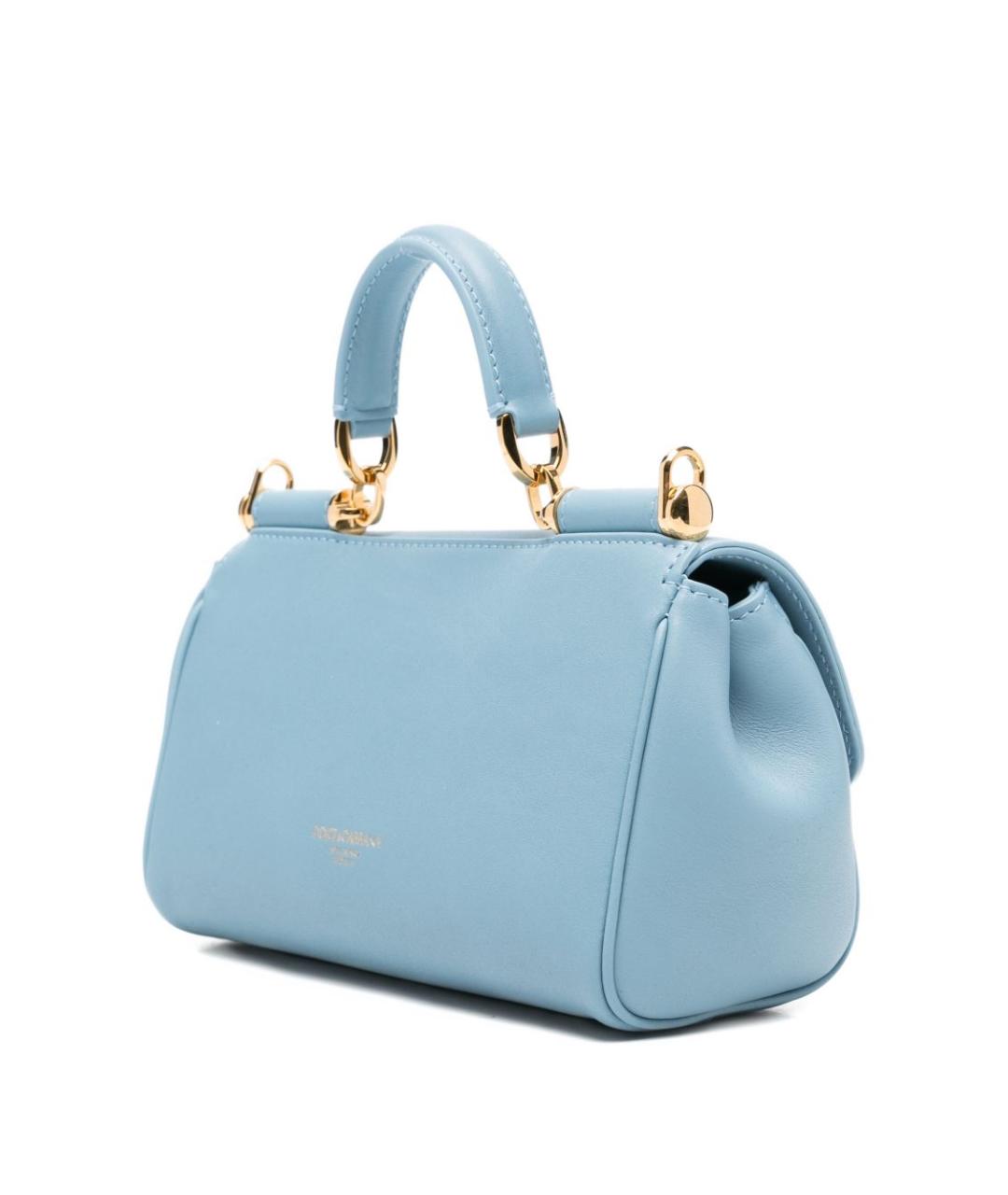 DOLCE&GABBANA Синяя кожаная сумка с короткими ручками, фото 5