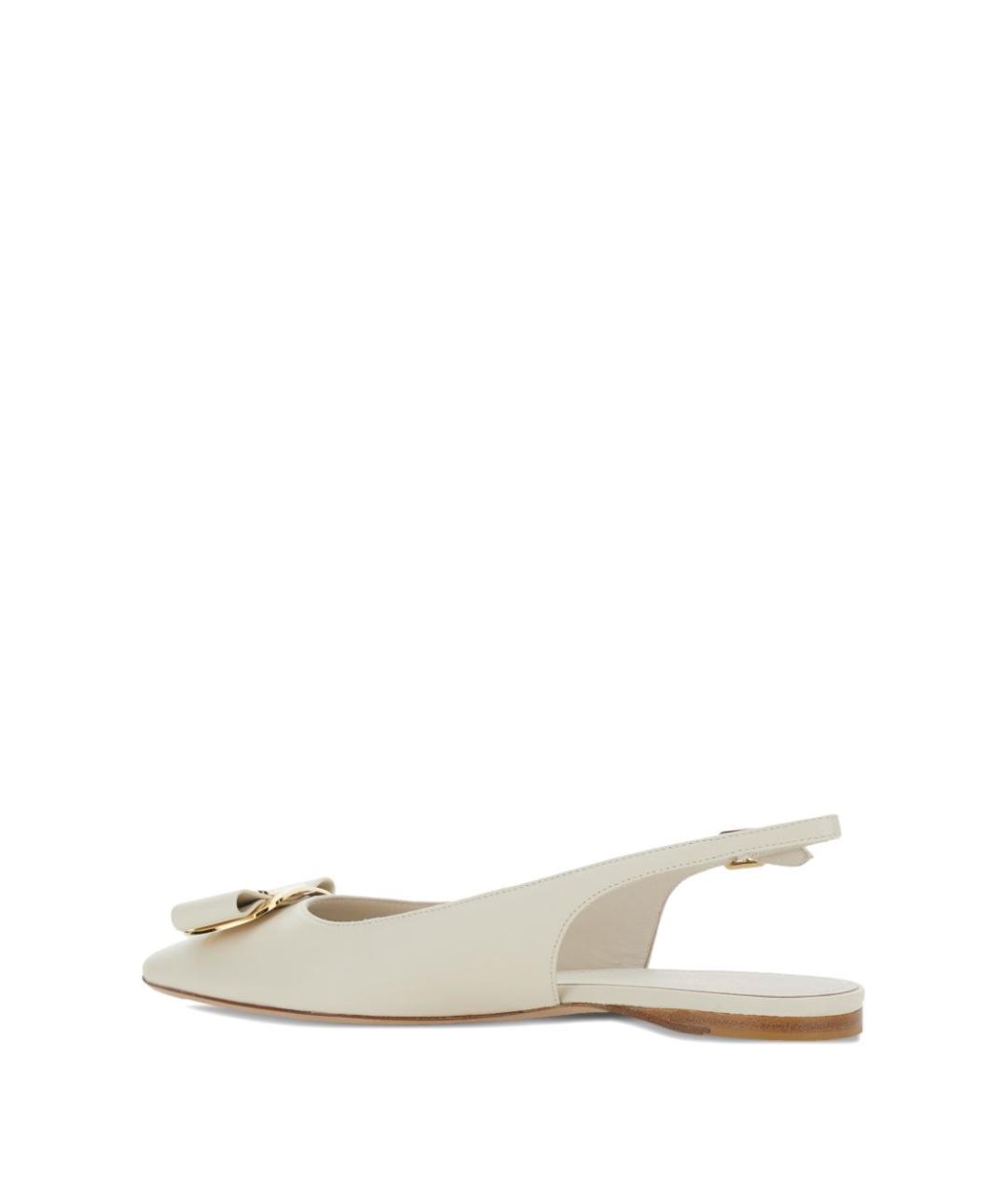 FERRAGAMO Бежевые кожаные балетки, фото 4