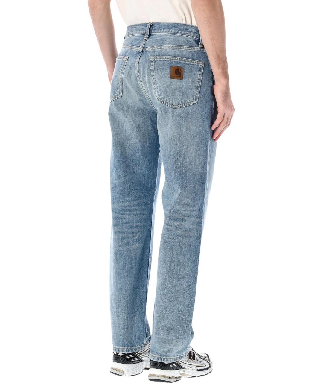 CARHARTT WIP Голубые хлопковые прямые джинсы, фото 2