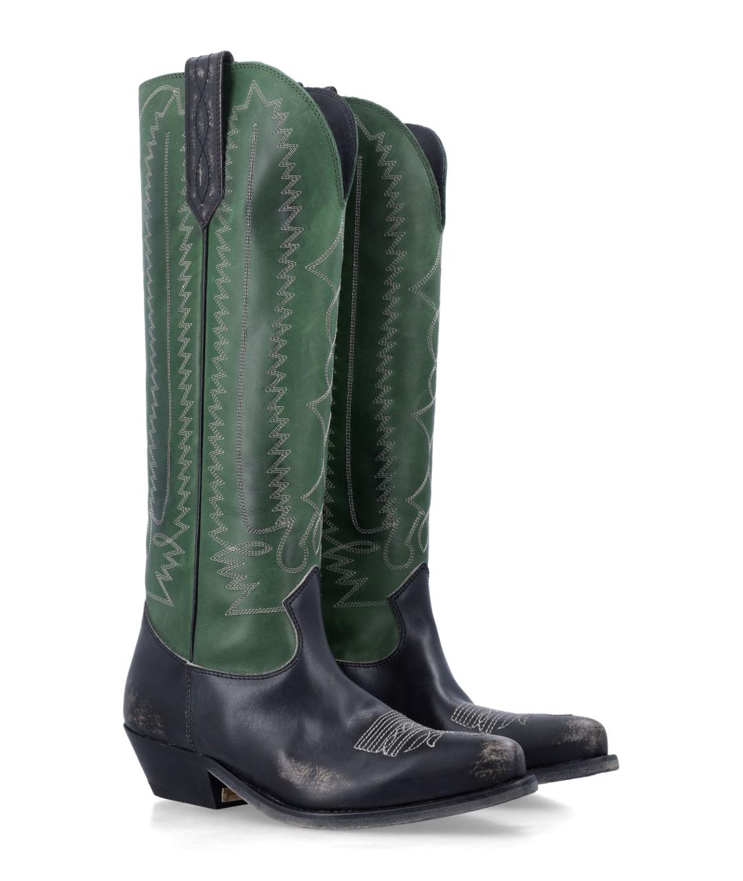 GOLDEN GOOSE DELUXE BRAND Зеленые кожаные сапоги, фото 2