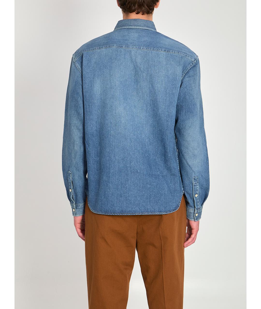 SAINT LAURENT Синяя хлопковая кэжуал рубашка, фото 4