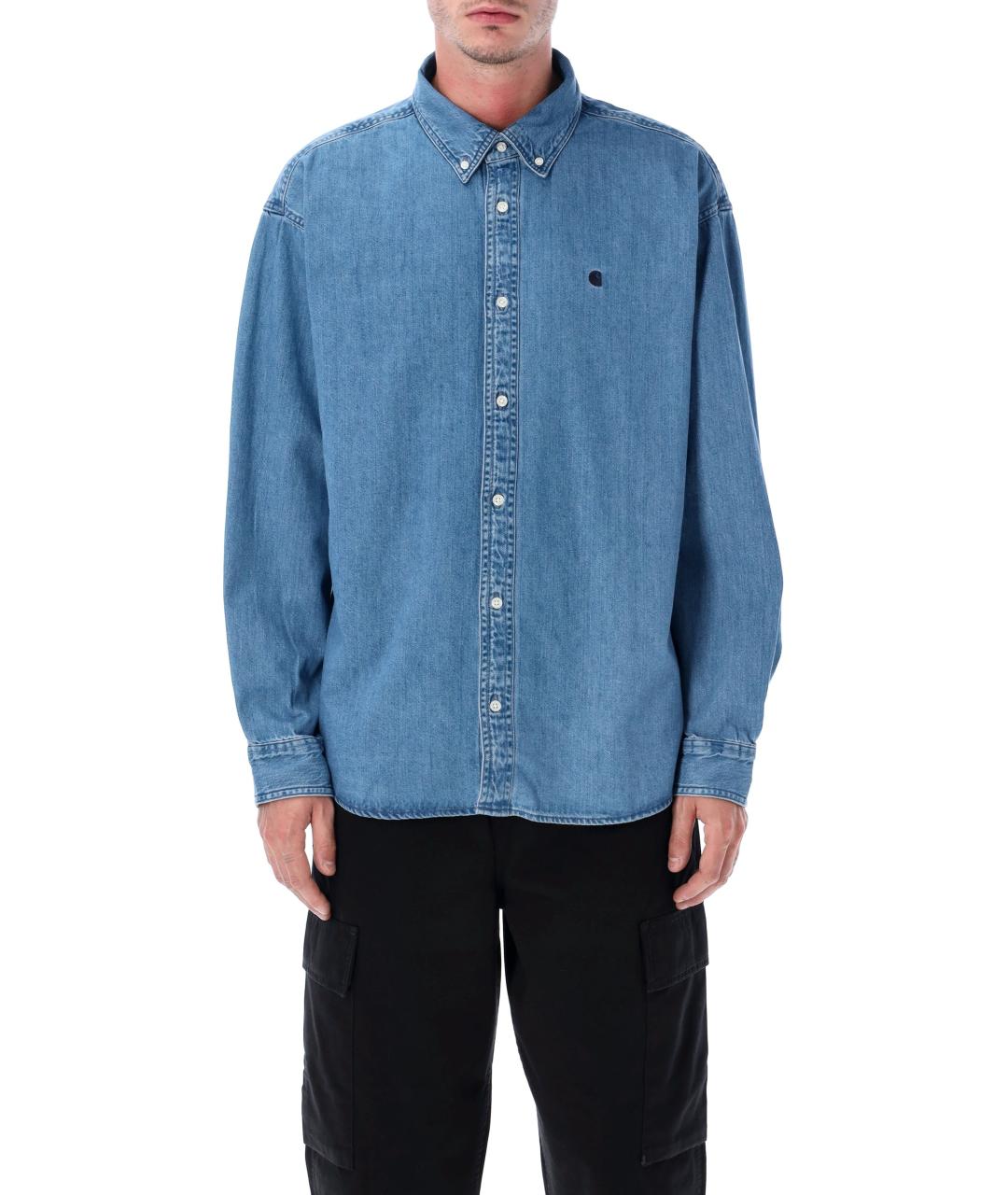 CARHARTT WIP Синяя хлопковая кэжуал рубашка, фото 4