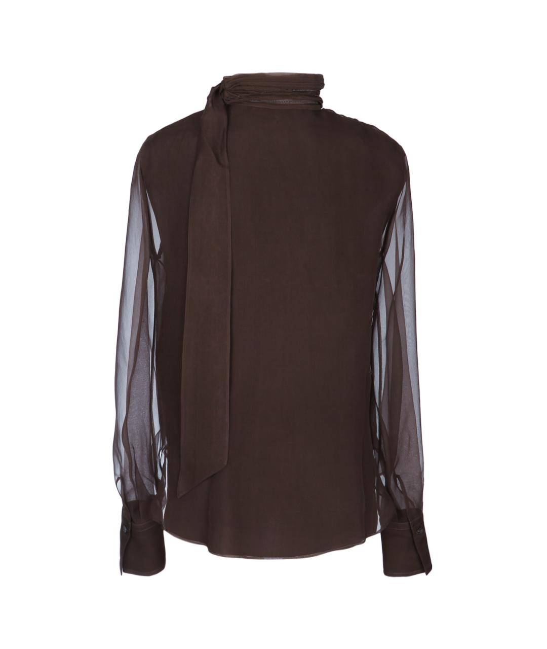 BRUNELLO CUCINELLI Коричневая шелковая блузы, фото 2