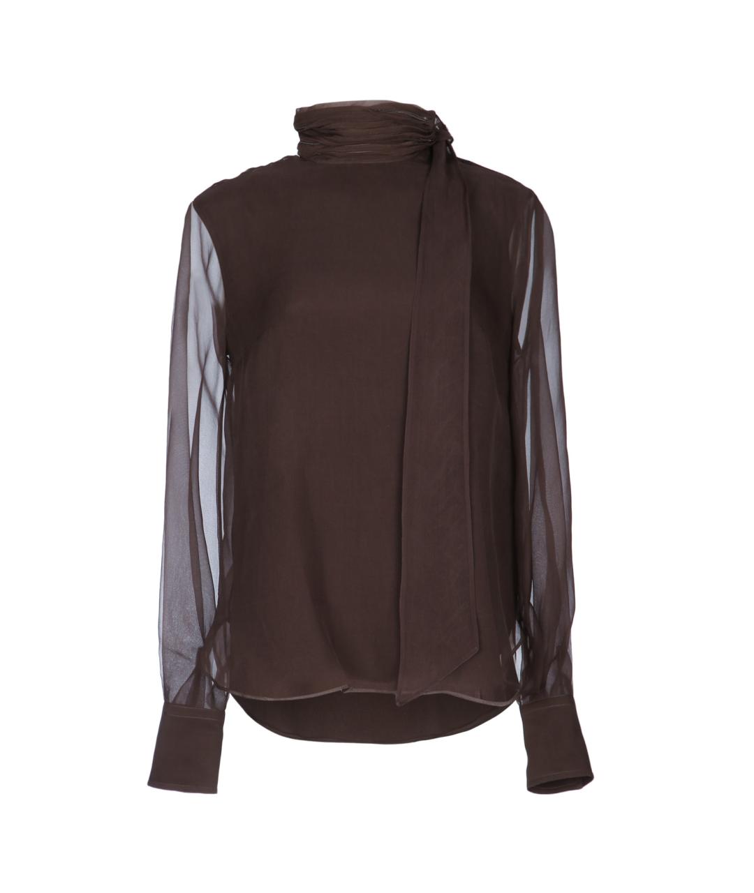 BRUNELLO CUCINELLI Коричневая шелковая блузы, фото 1