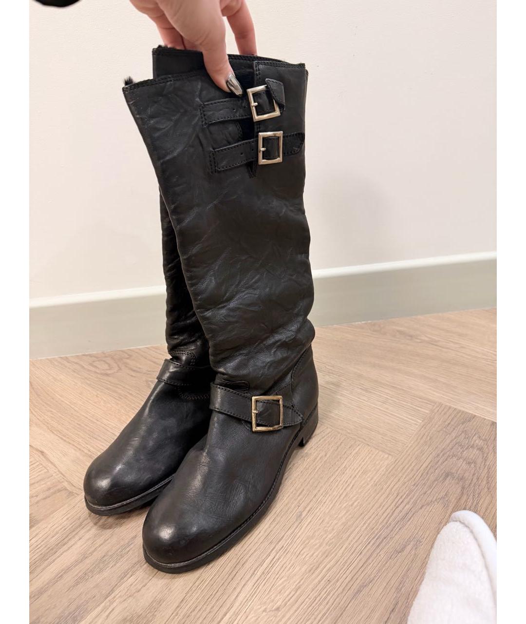 JIMMY CHOO Черные кожаные сапоги, фото 3