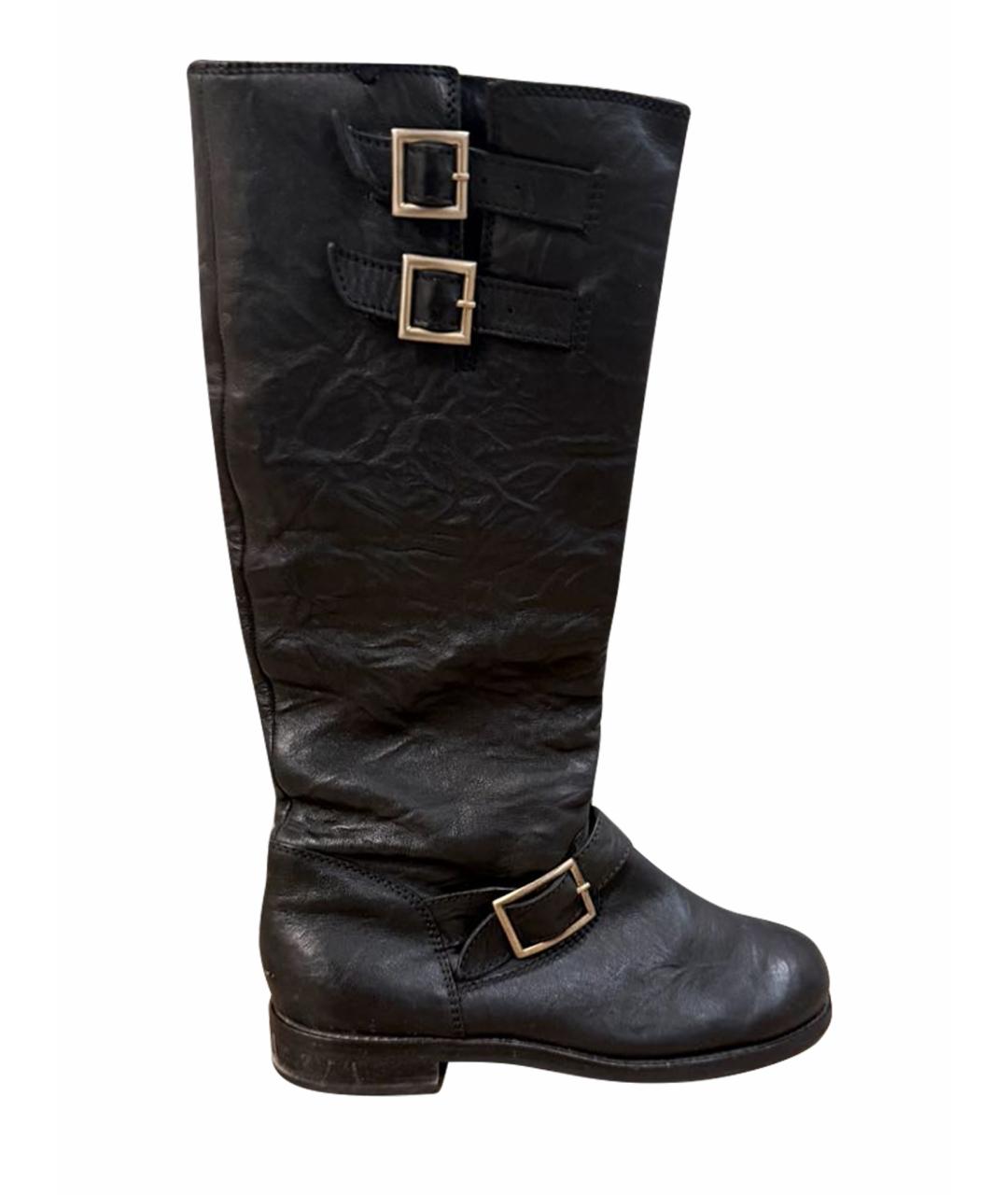 JIMMY CHOO Черные кожаные сапоги, фото 1