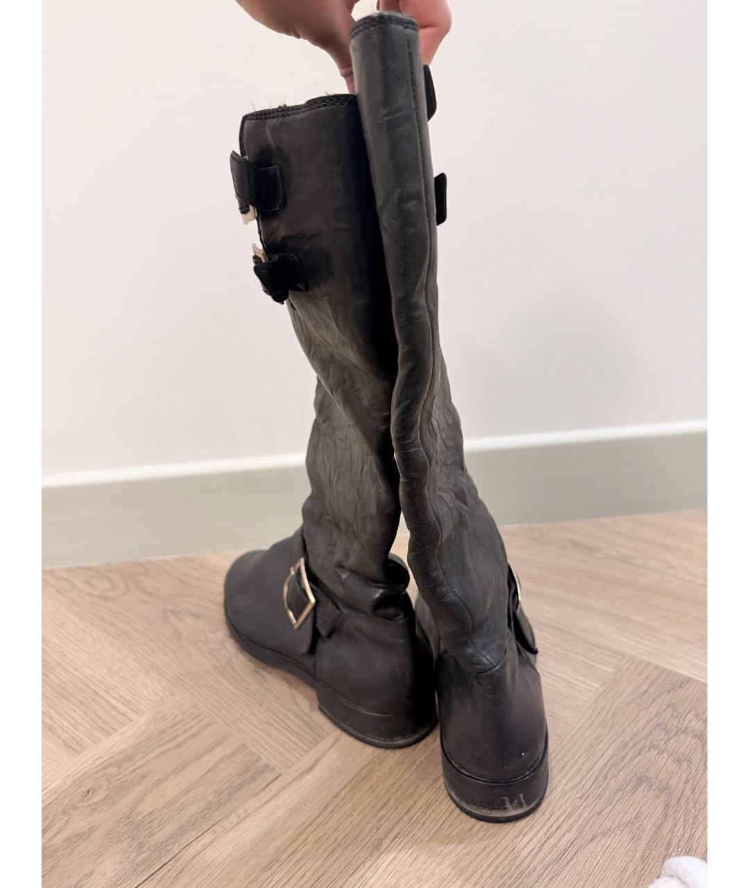 JIMMY CHOO Черные кожаные сапоги, фото 4