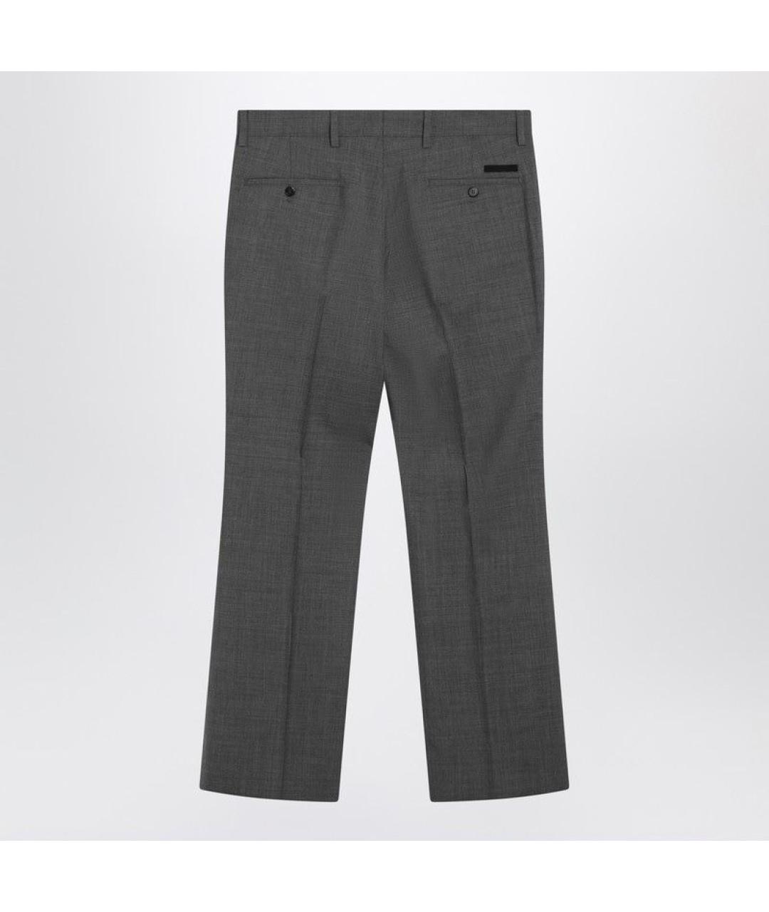 PRADA Серые шерстяные классические брюки, фото 2