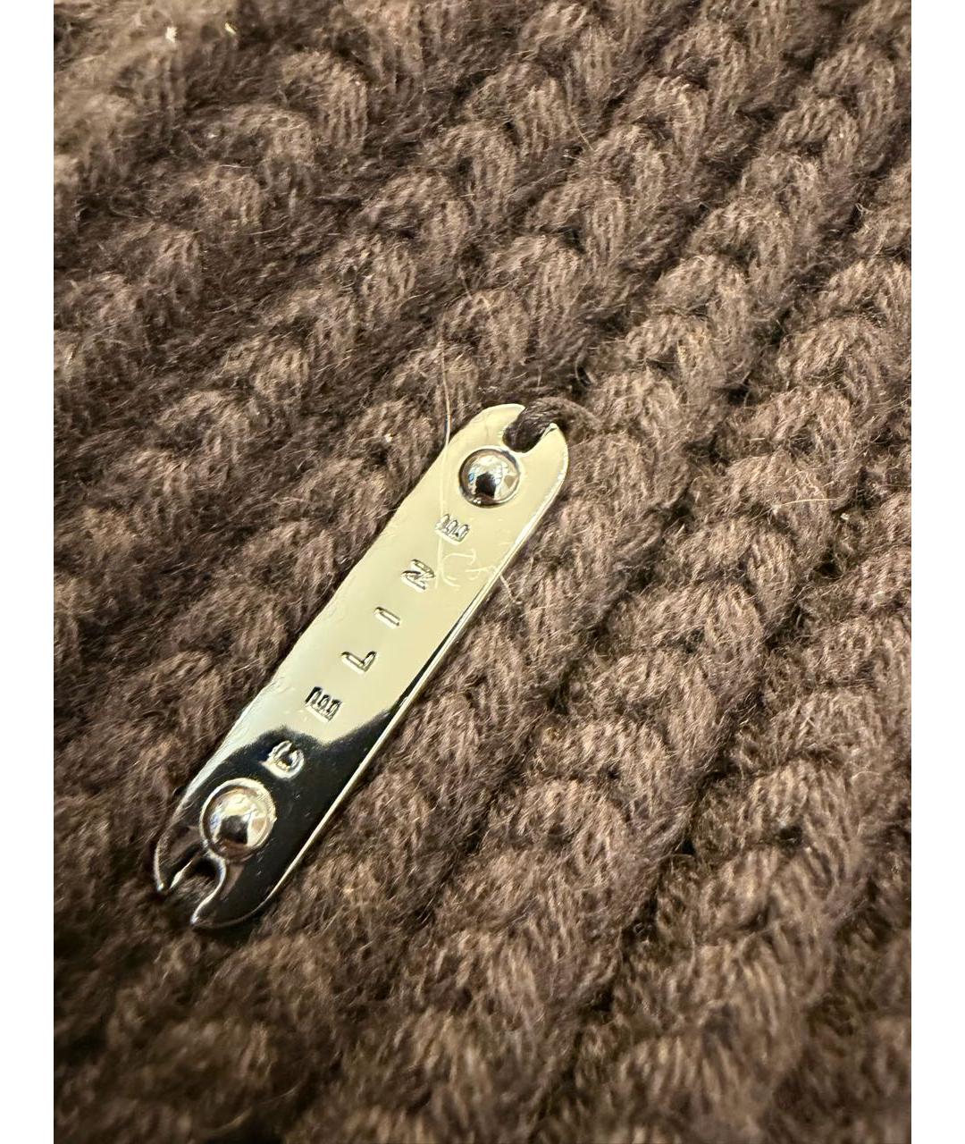 CELINE Коричневый шерстяной шарф, фото 2