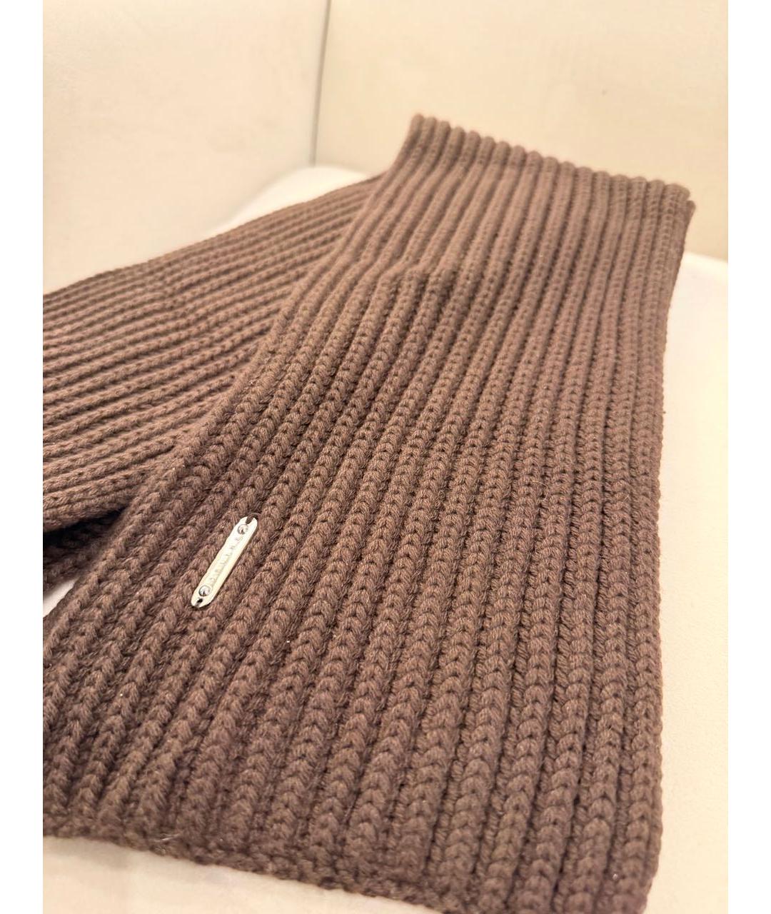 CELINE Коричневый шерстяной шарф, фото 3