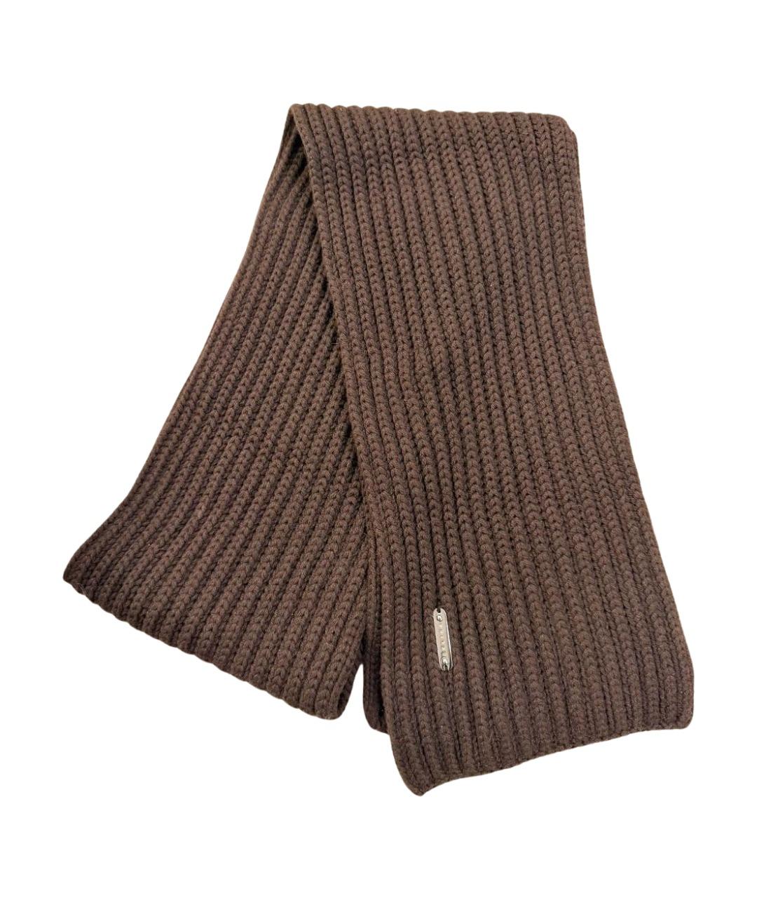 CELINE Коричневый шерстяной шарф, фото 1