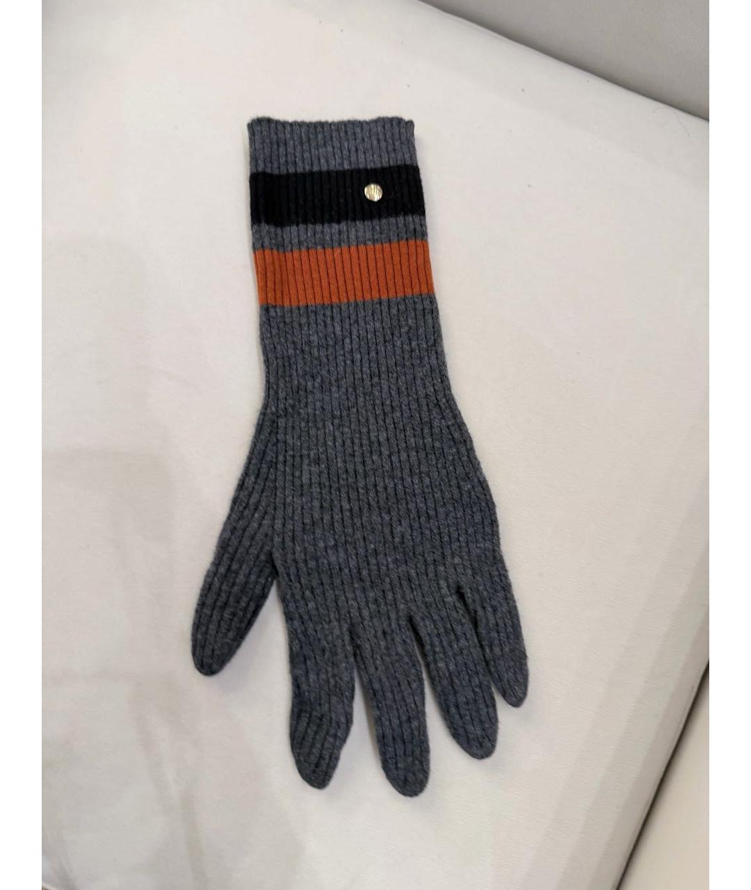 BURBERRY Серые шерстяные перчатки, фото 2