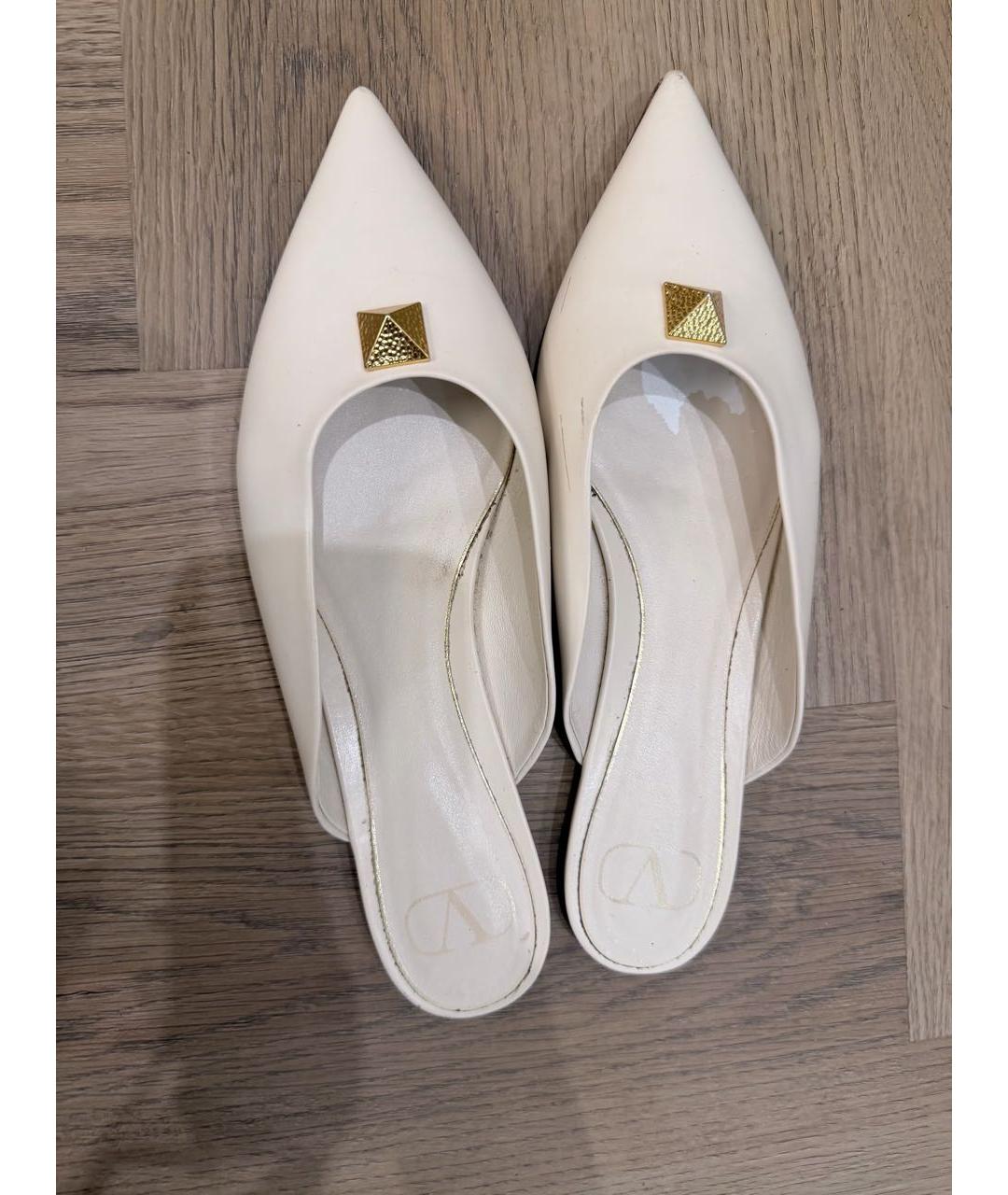 VALENTINO Белые кожаные мюли, фото 4