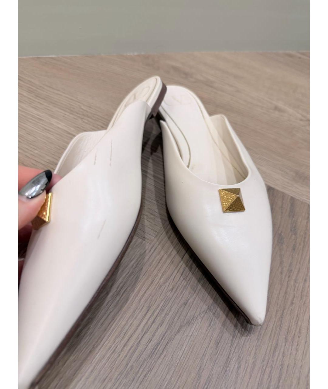 VALENTINO Белые кожаные мюли, фото 3