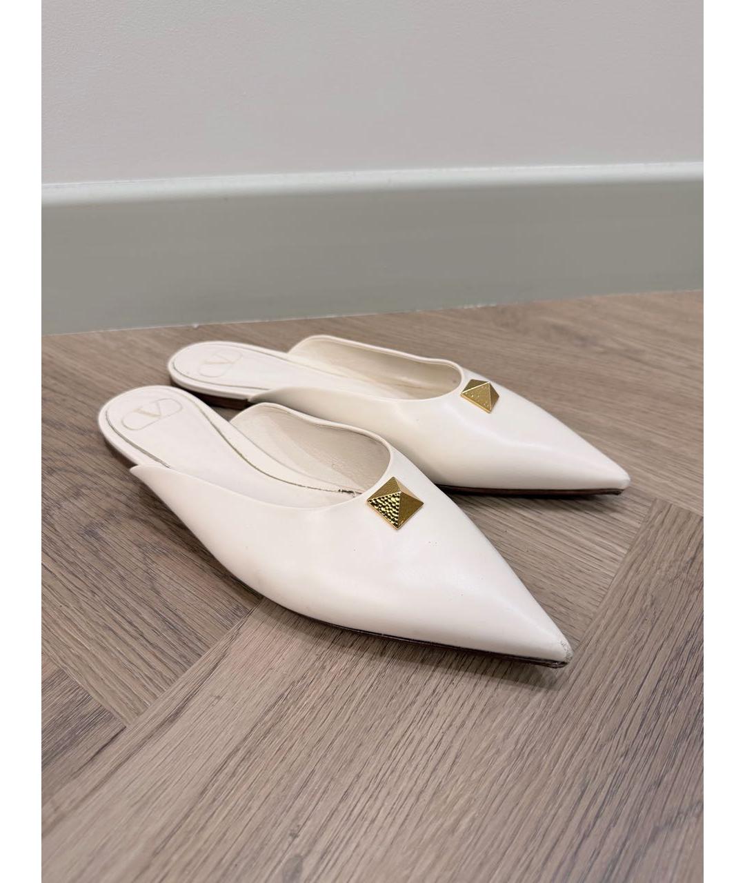 VALENTINO Белые кожаные мюли, фото 2