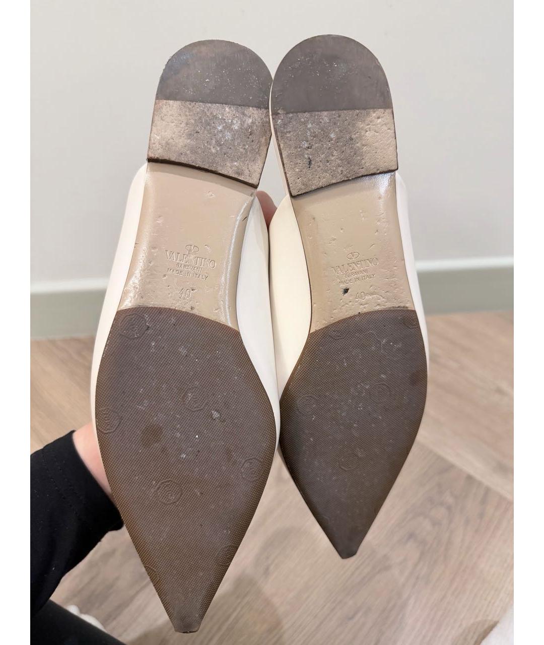 VALENTINO Белые кожаные мюли, фото 5