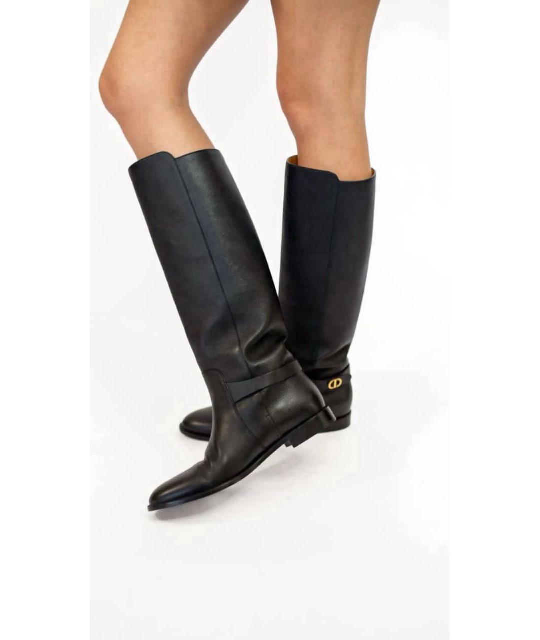 CHRISTIAN DIOR Черные кожаные сапоги, фото 5