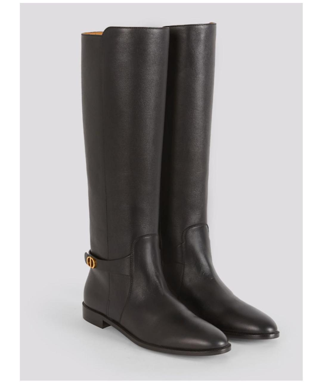CHRISTIAN DIOR Черные кожаные сапоги, фото 2