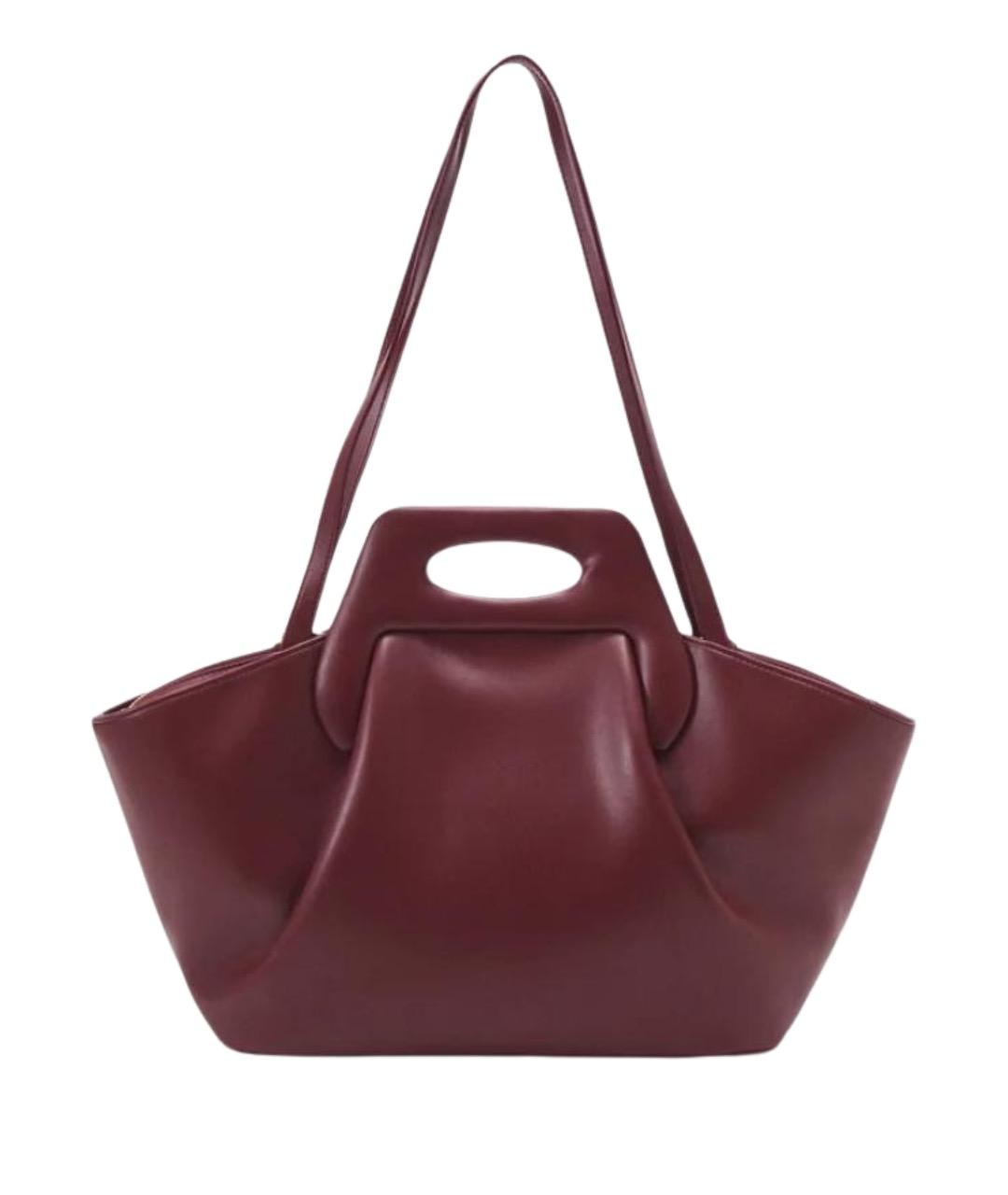 THEMOIRE Бордовая кожаная сумка с короткими ручками, фото 1