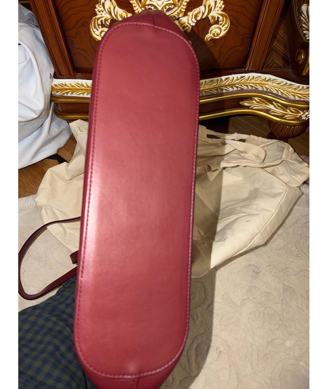 THEMOIRE Бордовая кожаная сумка с короткими ручками, фото 7