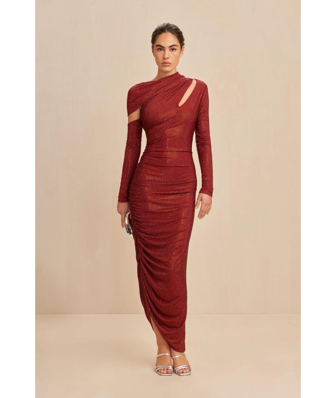 CULT GAIA Бордовое полиэстеровое коктейльное платье, фото 6