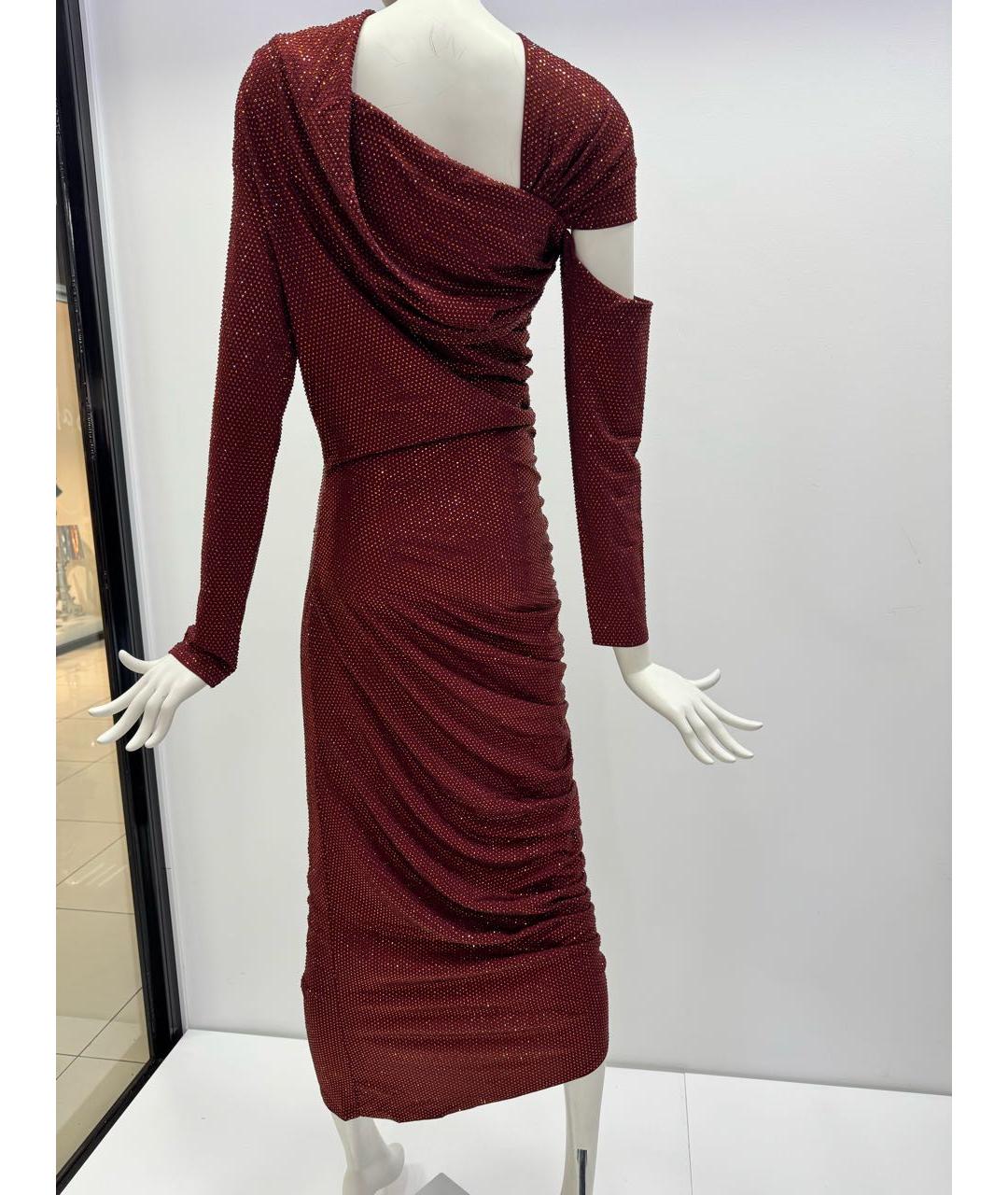 CULT GAIA Бордовое полиэстеровое коктейльное платье, фото 2