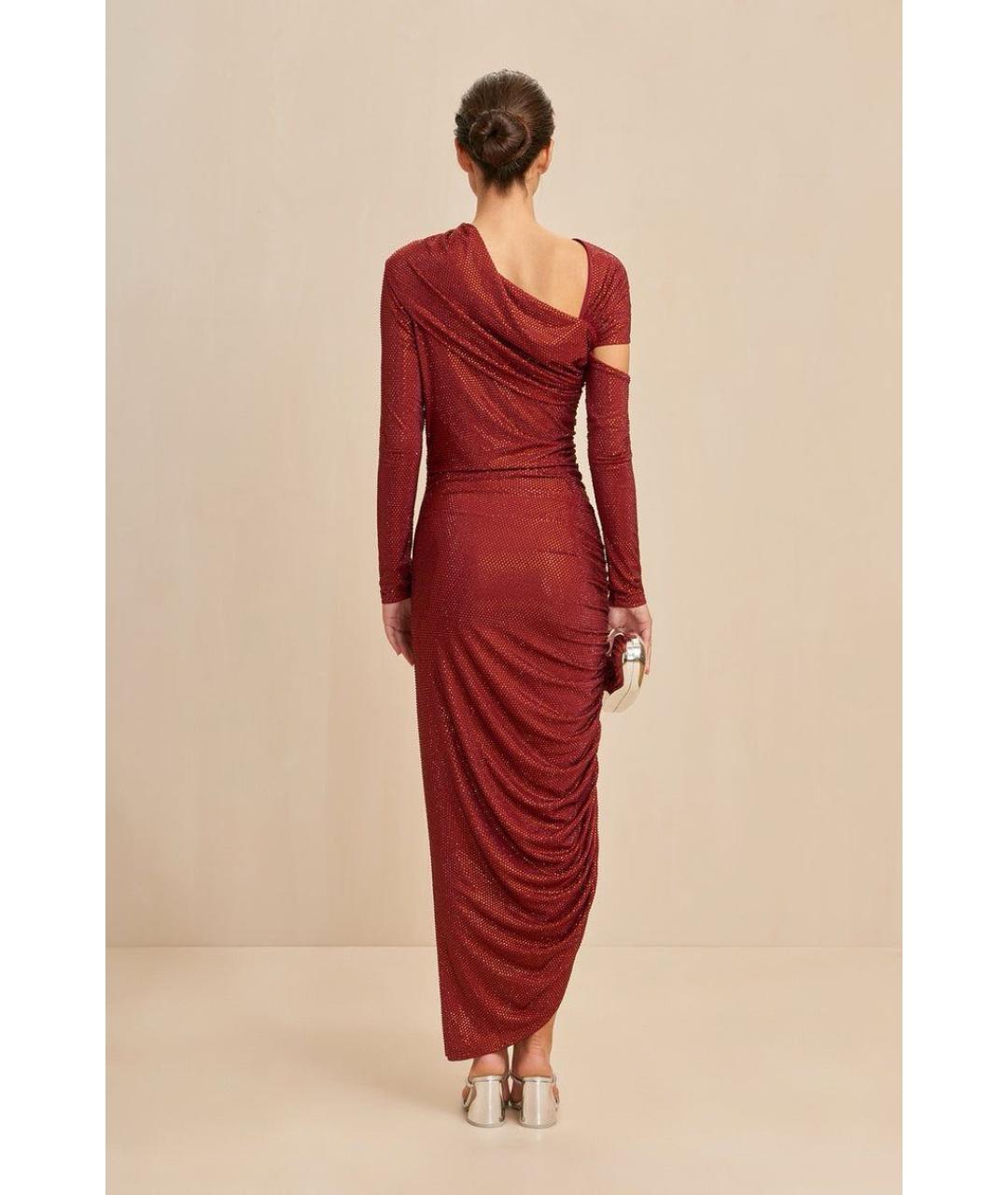 CULT GAIA Бордовое полиэстеровое коктейльное платье, фото 7