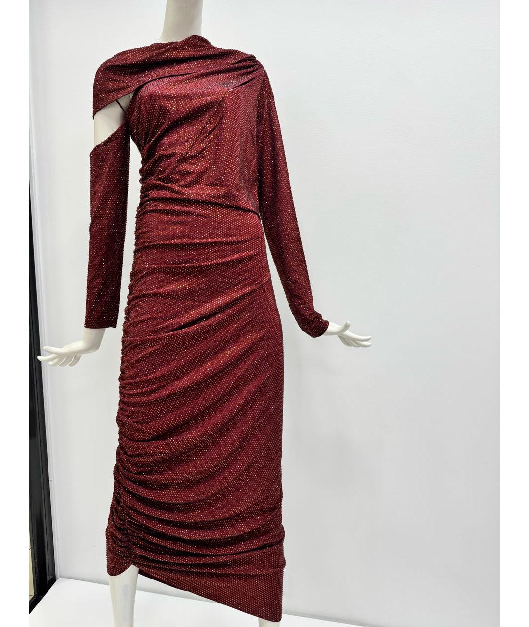 CULT GAIA Бордовое полиэстеровое коктейльное платье, фото 9