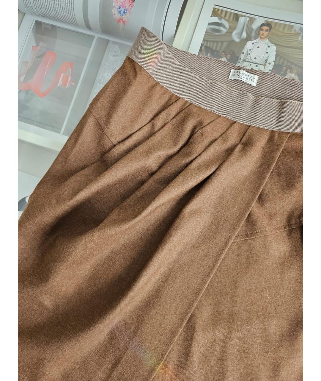 BRUNELLO CUCINELLI Коричневая юбка миди, фото 3