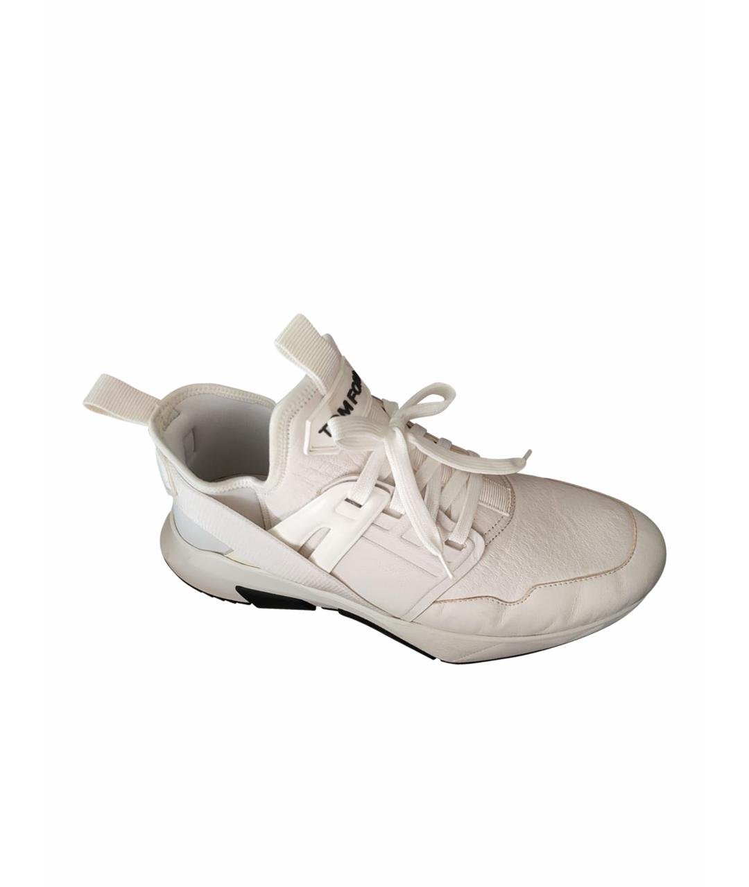 TOM FORD Бежевые кожаные низкие кроссовки / кеды, фото 1