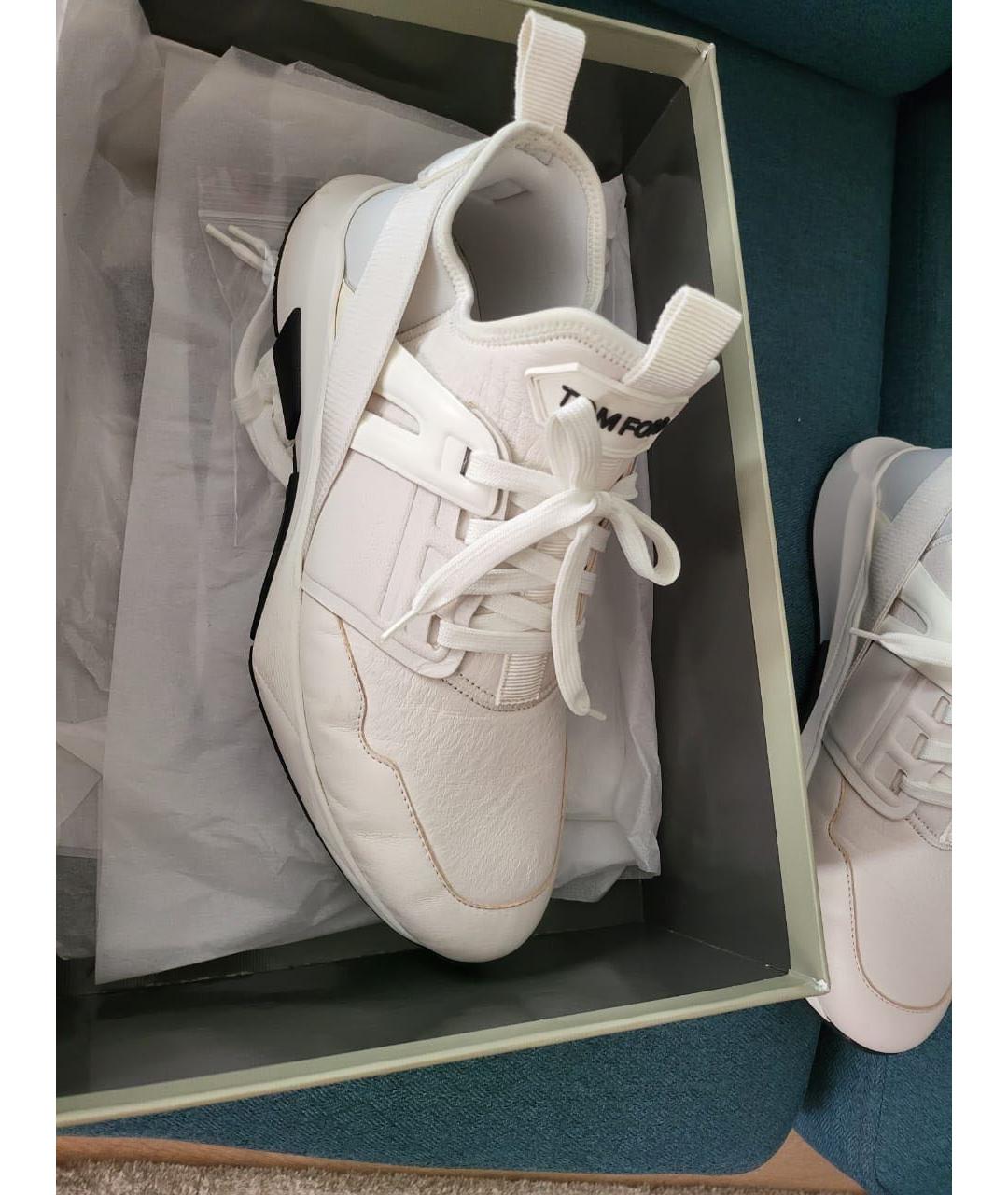 TOM FORD Бежевые кожаные низкие кроссовки / кеды, фото 3