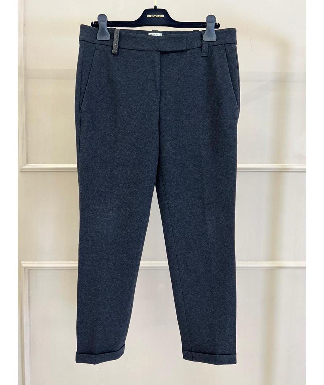 BRUNELLO CUCINELLI Антрацитовые брюки широкие, фото 9