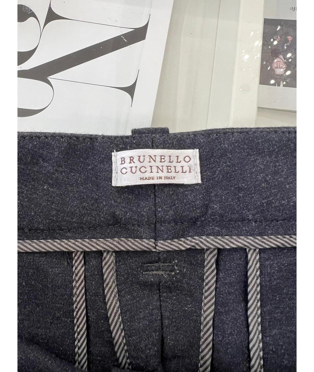 BRUNELLO CUCINELLI Антрацитовые брюки широкие, фото 7