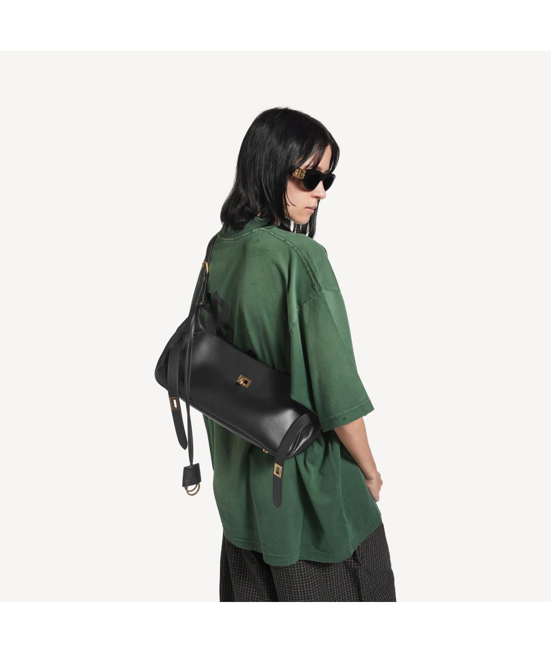 BALENCIAGA Черная кожаная сумка через плечо, фото 7