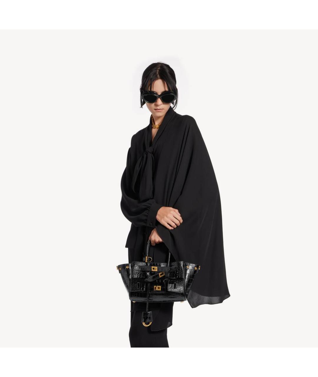 BALENCIAGA Черная кожаная сумка тоут, фото 5