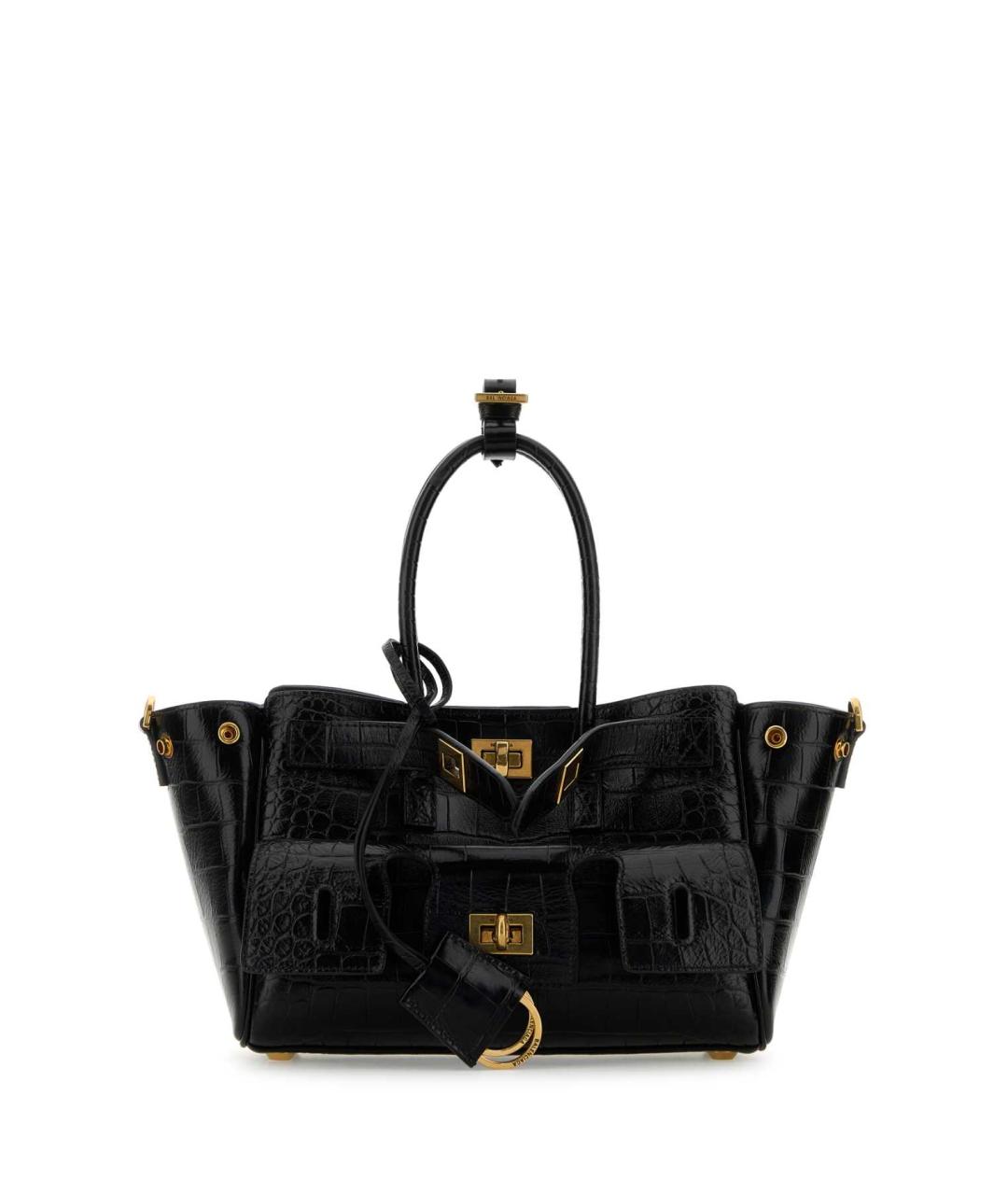 BALENCIAGA Черная кожаная сумка тоут, фото 1