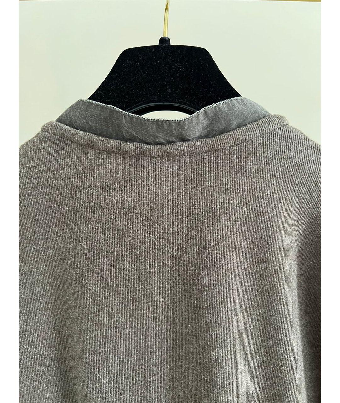 BRUNELLO CUCINELLI Коричневая шелковая футболка, фото 4