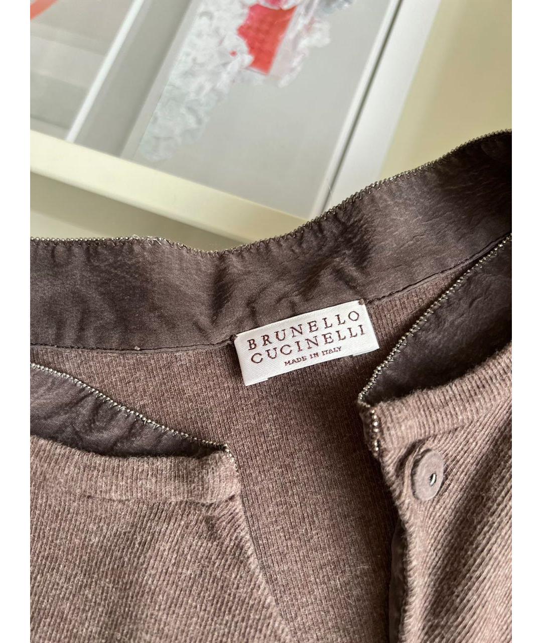 BRUNELLO CUCINELLI Коричневая шелковая футболка, фото 6