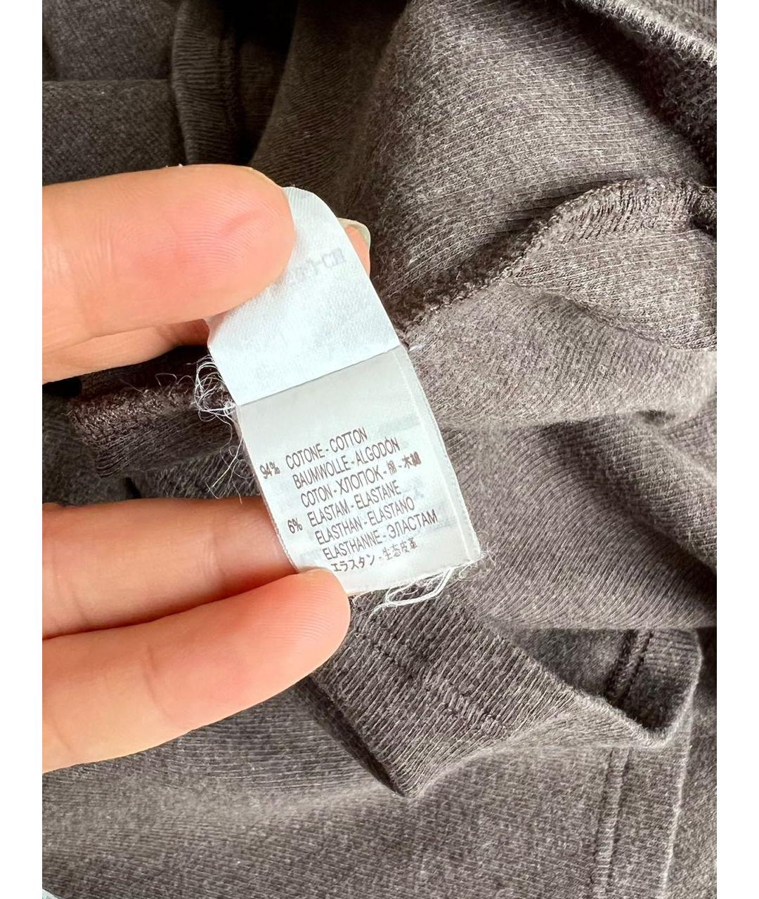 BRUNELLO CUCINELLI Коричневая шелковая футболка, фото 8