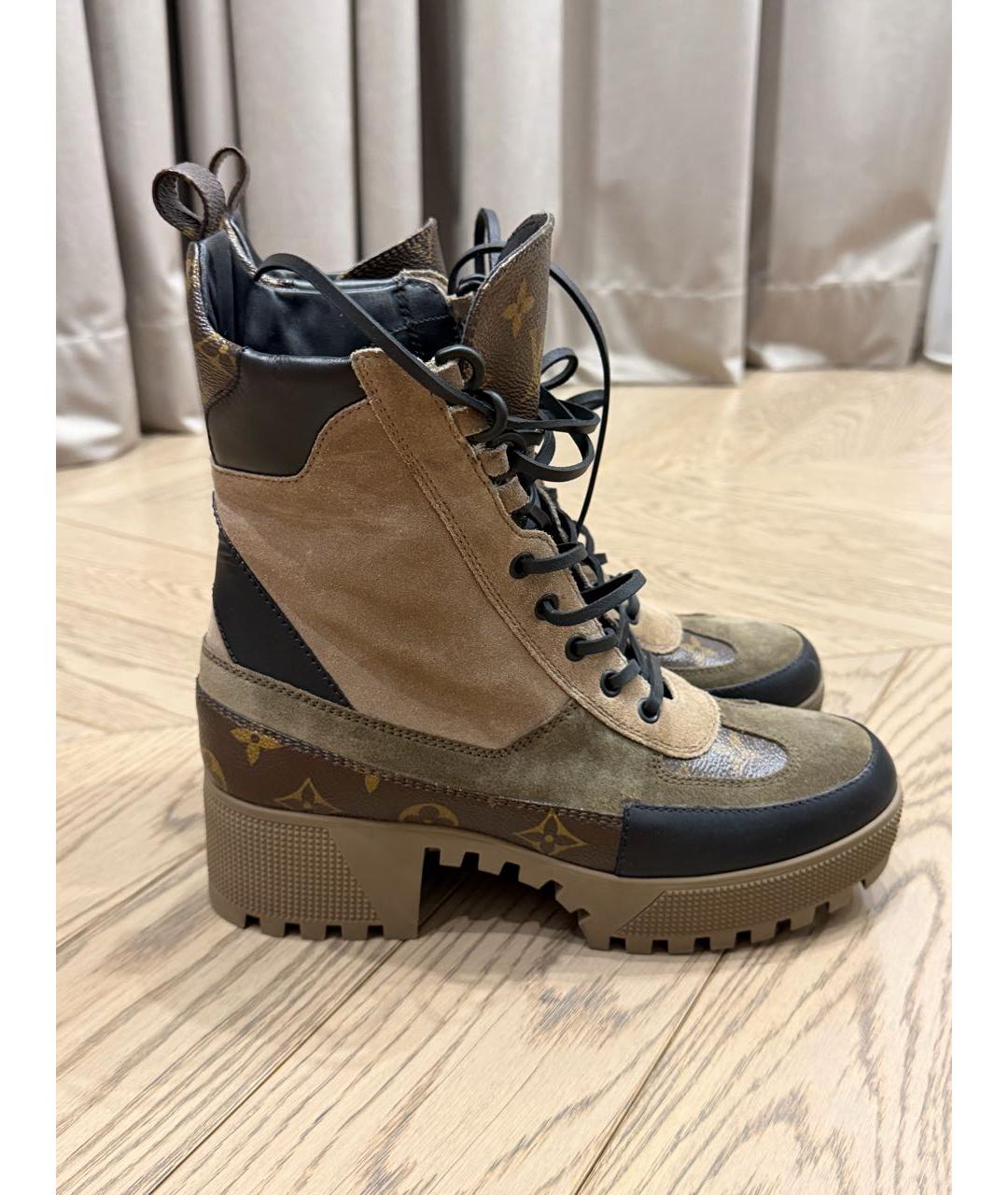 LOUIS VUITTON Бежевые замшевые ботинки, фото 7