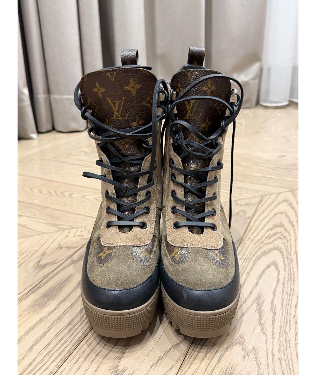 LOUIS VUITTON Бежевые замшевые ботинки, фото 2