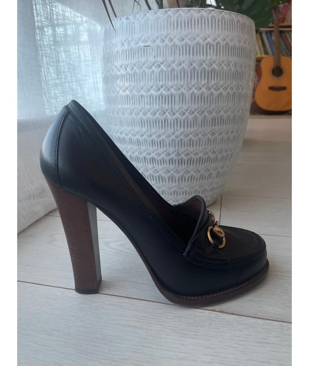 GUCCI Черные кожаные туфли, фото 6