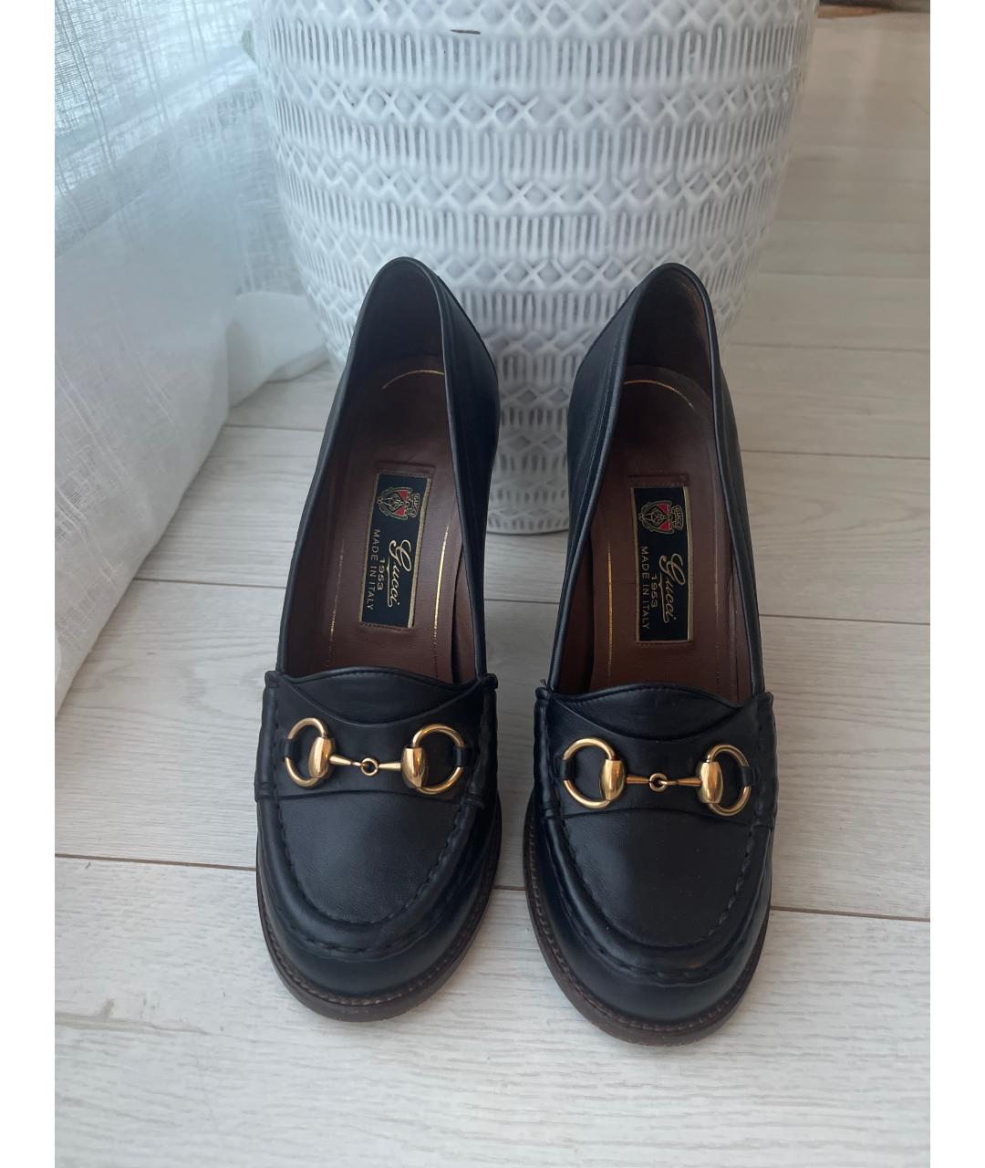 GUCCI Черные кожаные туфли, фото 2