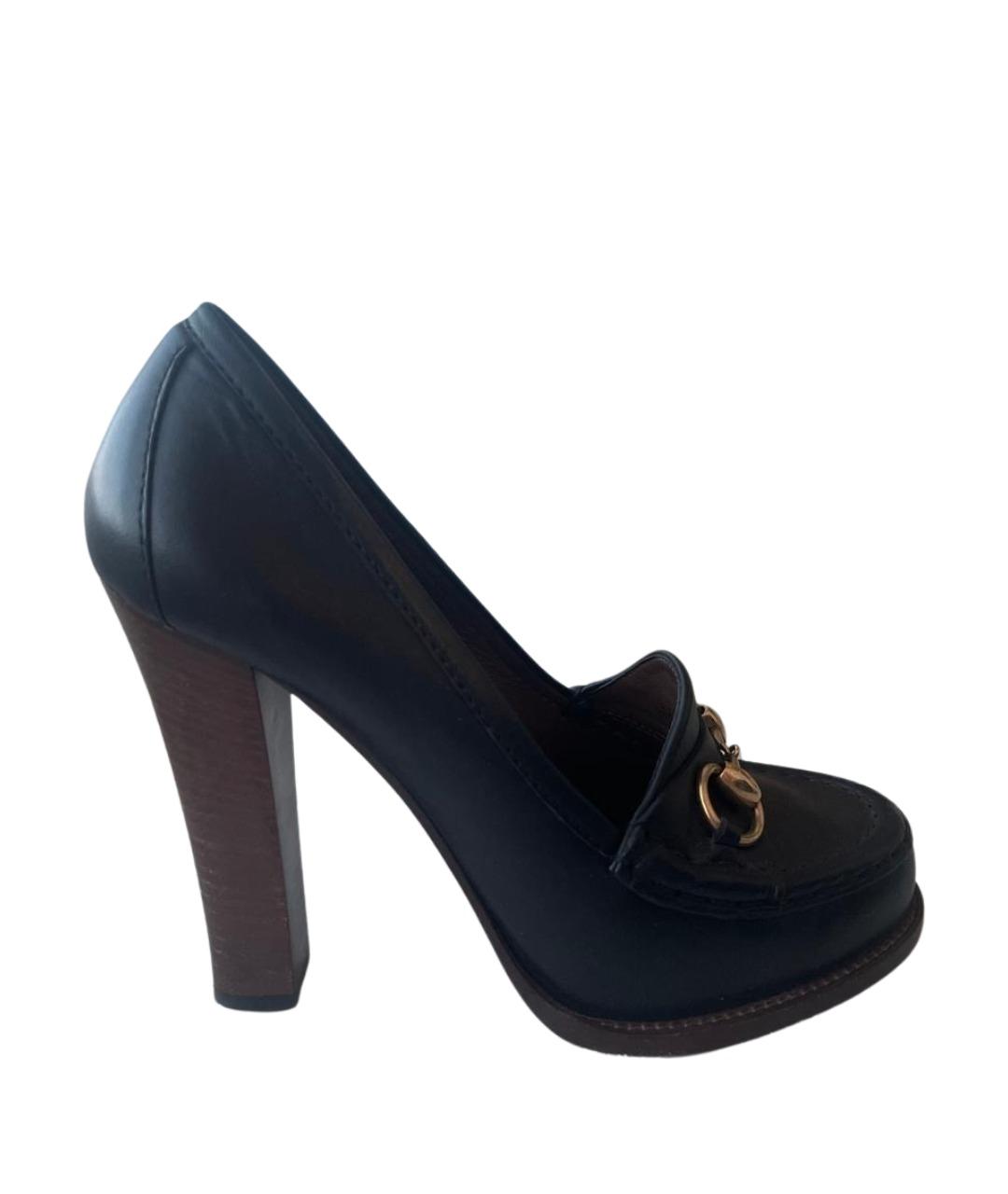 GUCCI Черные кожаные туфли, фото 1