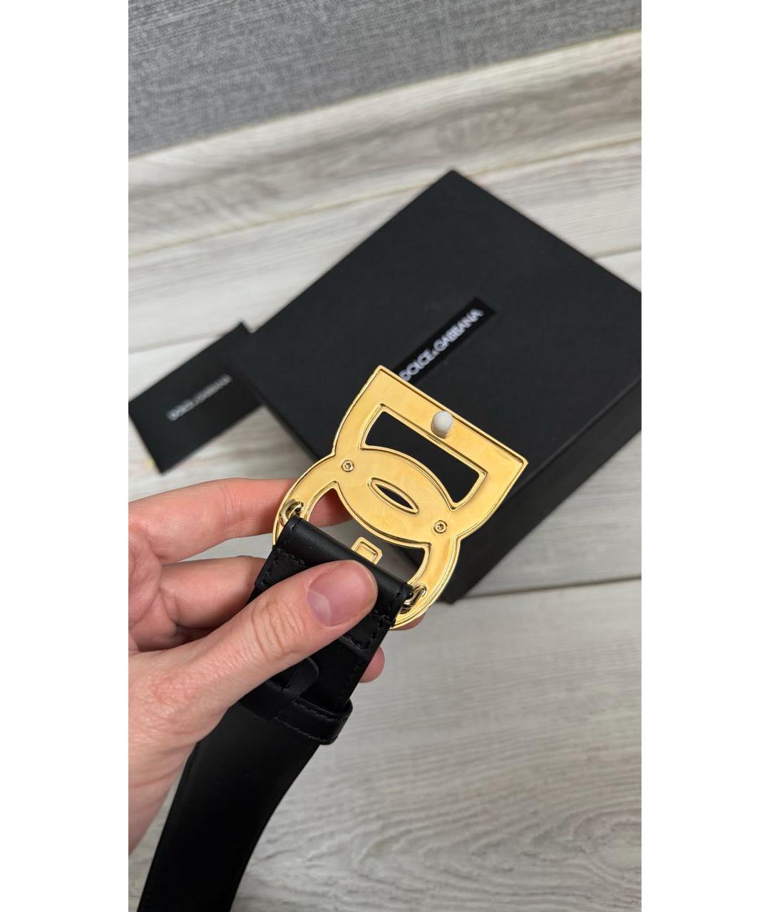 DOLCE&GABBANA Черный кожаный ремень, фото 4