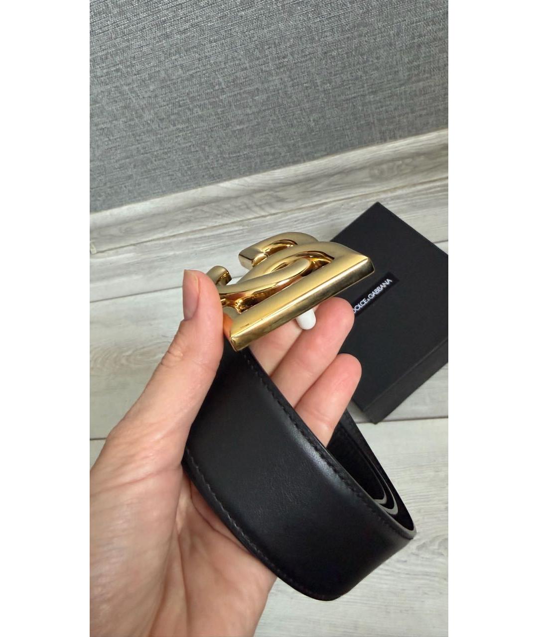 DOLCE&GABBANA Черный кожаный ремень, фото 5