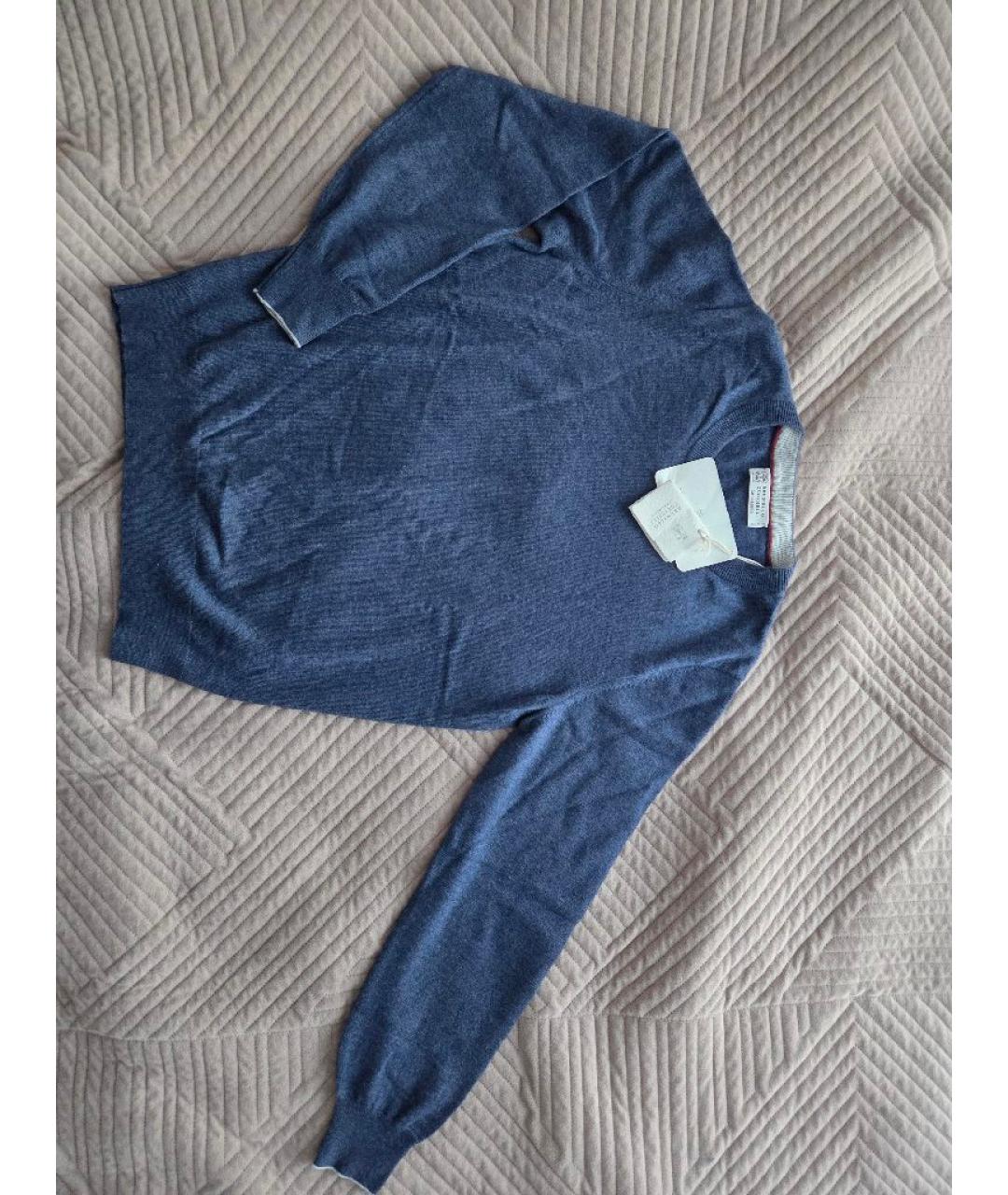 BRUNELLO CUCINELLI Темно-синий кашемировый джемпер / свитер, фото 6