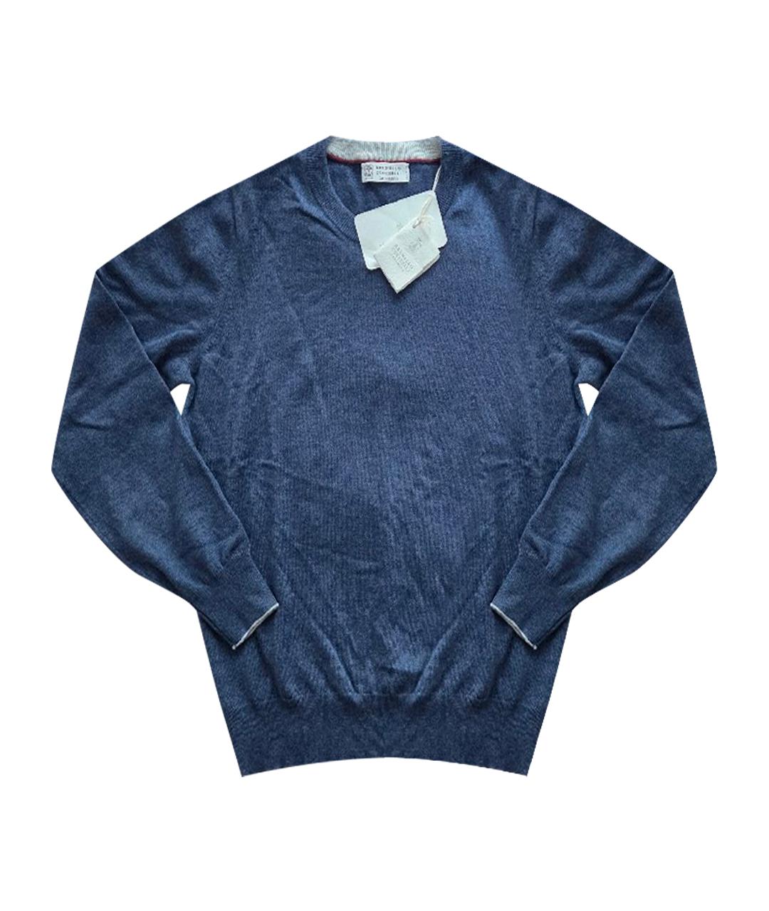 BRUNELLO CUCINELLI Темно-синий кашемировый джемпер / свитер, фото 1