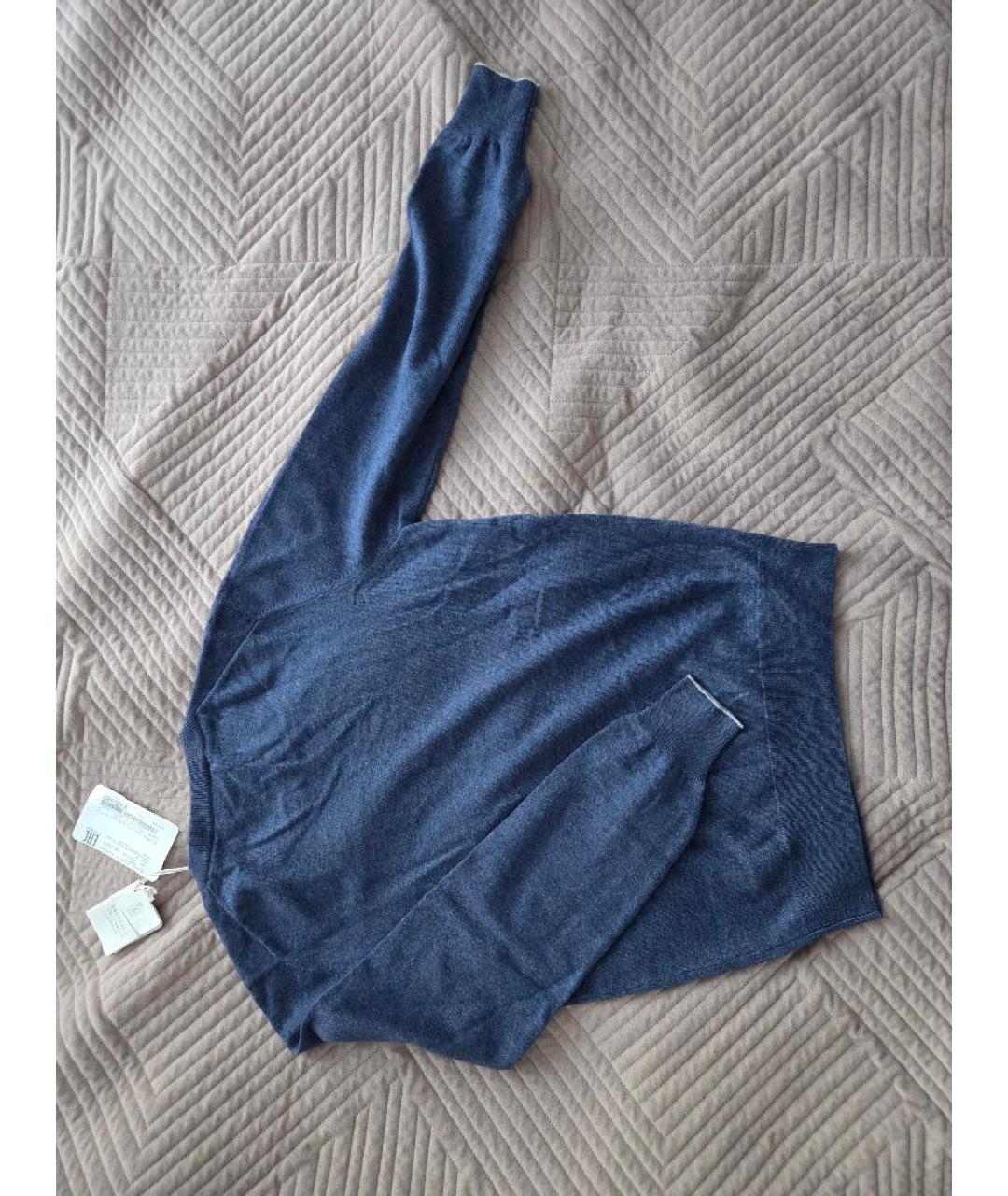 BRUNELLO CUCINELLI Темно-синий кашемировый джемпер / свитер, фото 2